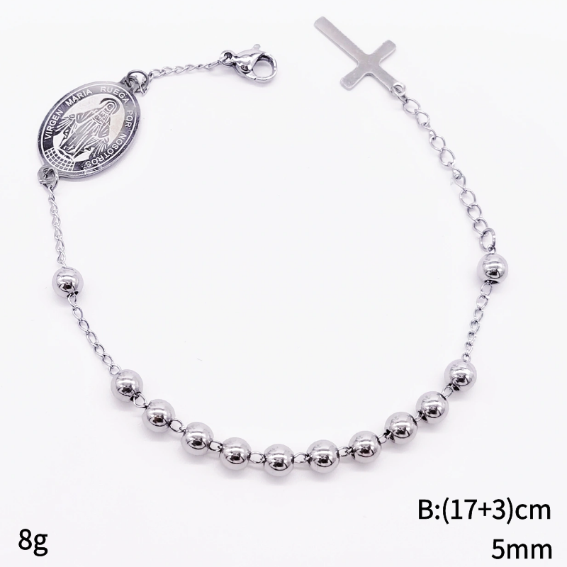 Acero inoxidable / 5mm / Pulsera / Religión cruzada / ACRB/194-379