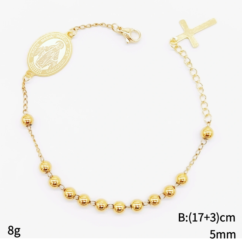 Acero inoxidable / 5mm / Pulsera / Religión cruzada / ACRB/194-379