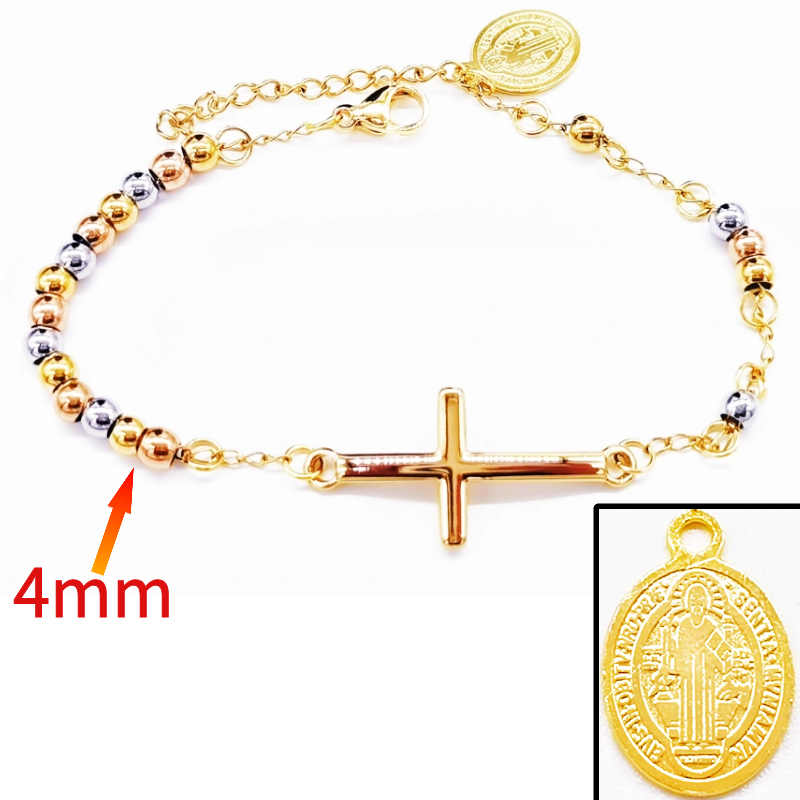 Acero inoxidable / 4mm / Pulsera / Religión cruzada / ACRB/194-374
