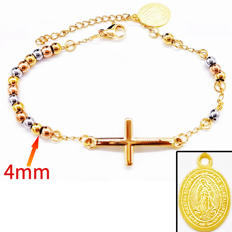 Acero inoxidable / 4mm / Pulsera / Religión cruzada / ACRB/194-374