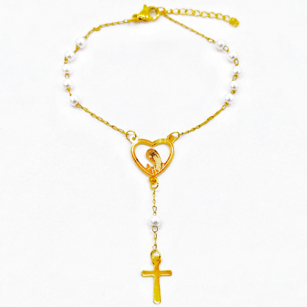 Acero inoxidable / 4mm / Pulsera / Perlas de plástico / Religión cruzada / ACRB/194-377