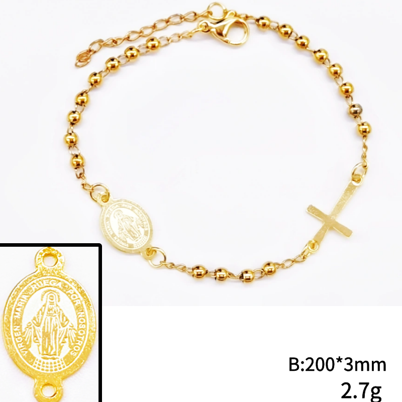 Acero inoxidable / 3mm / Pulsera / Religión cruzada