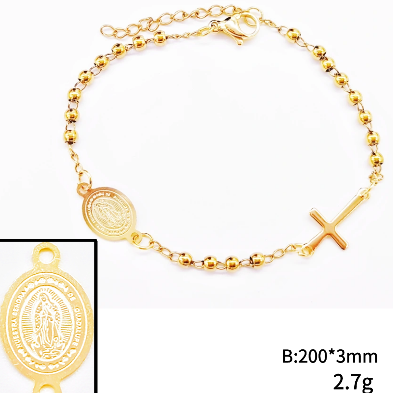 Acero inoxidable / 3mm / Pulsera / Religión cruzada