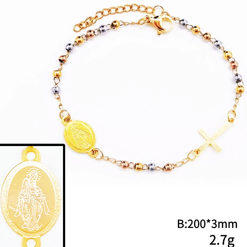 Acero inoxidable / 3mm / Pulsera / Religión cruzada