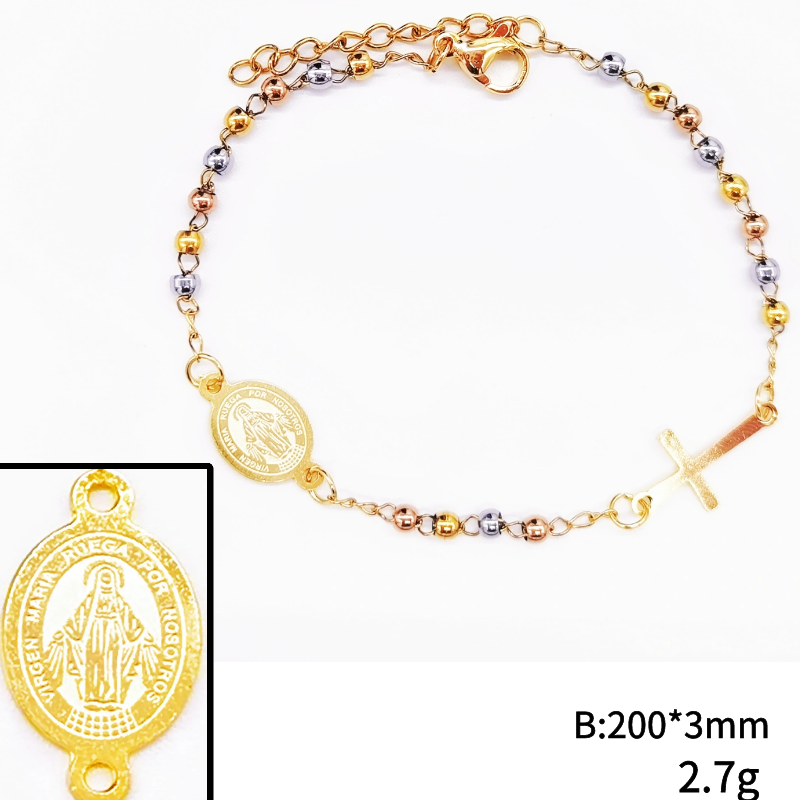 Acero inoxidable / 3mm / Pulsera / Religión cruzada