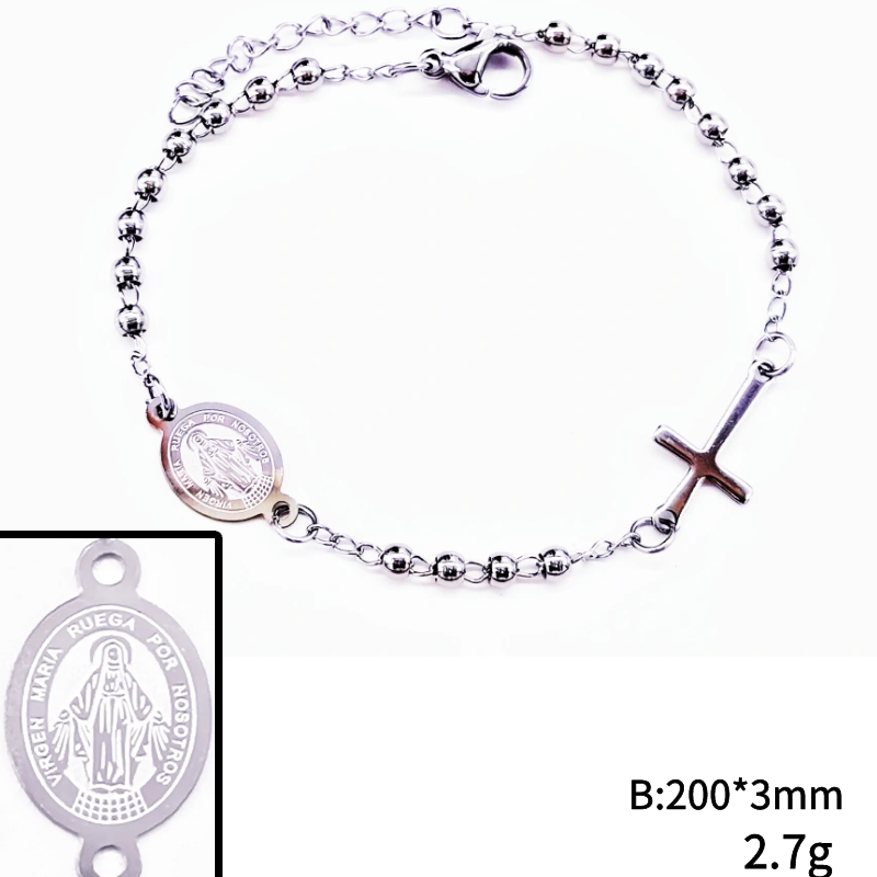 Acero inoxidable / 3mm / Pulsera / Religión cruzada
