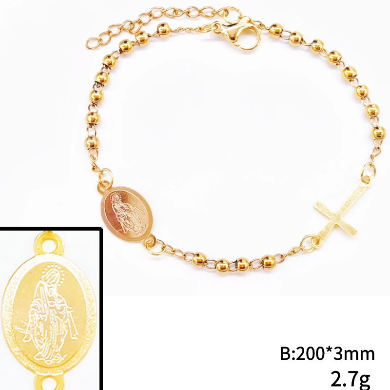 Acero inoxidable / 3mm / Pulsera / Religión cruzada