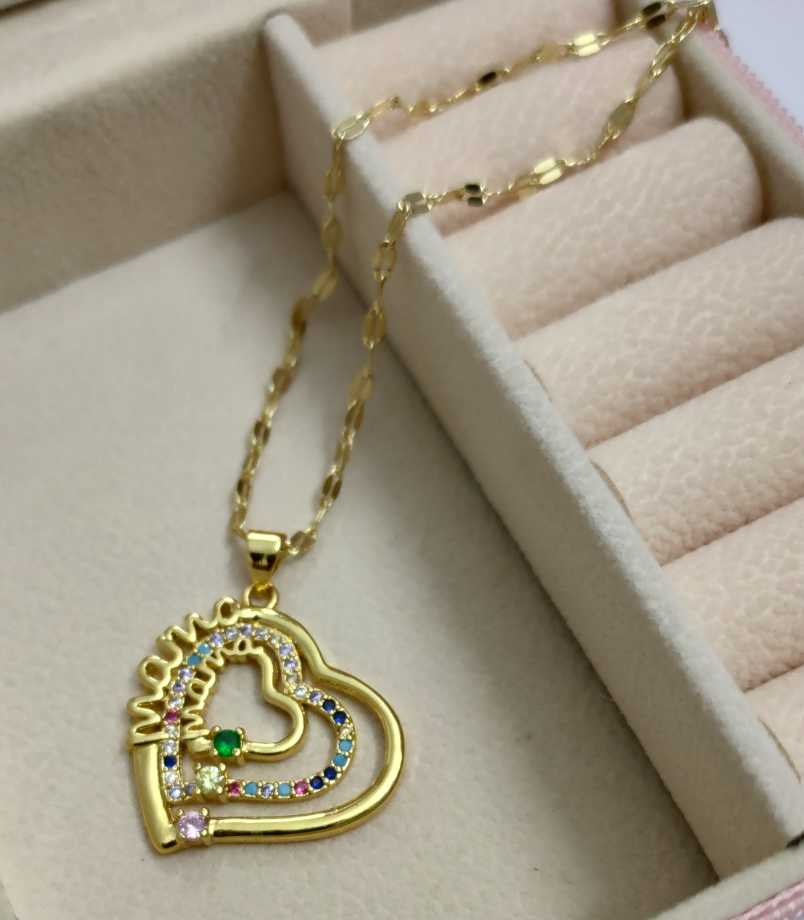 copper corazón / mamá / Madre / El estilo de la madre / Día de la Madre / Collar colgante / COPN/