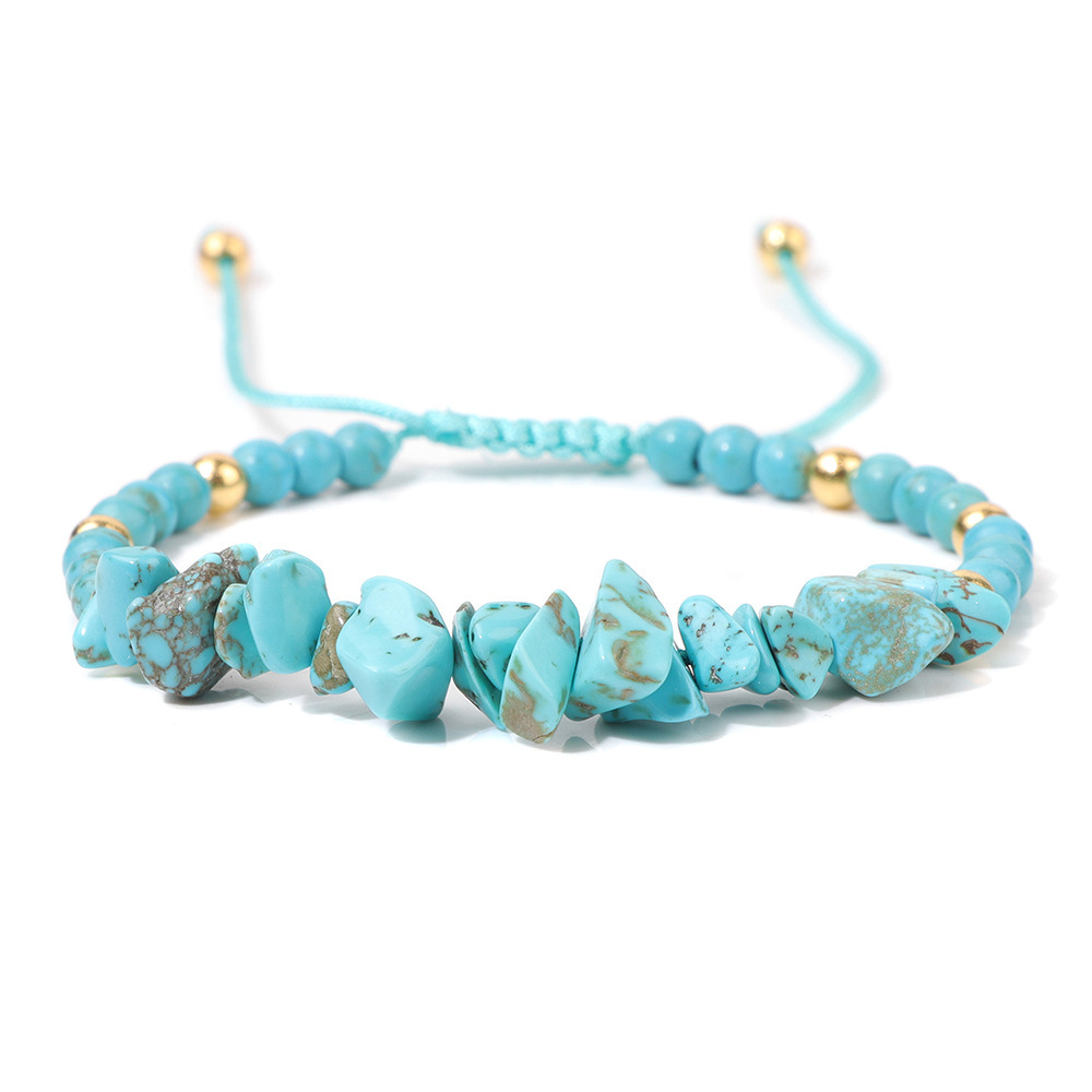 Piedra natural / Ágata / Cuentas de chips / Cuentas redondas / Cordón trenzado / Pulsera