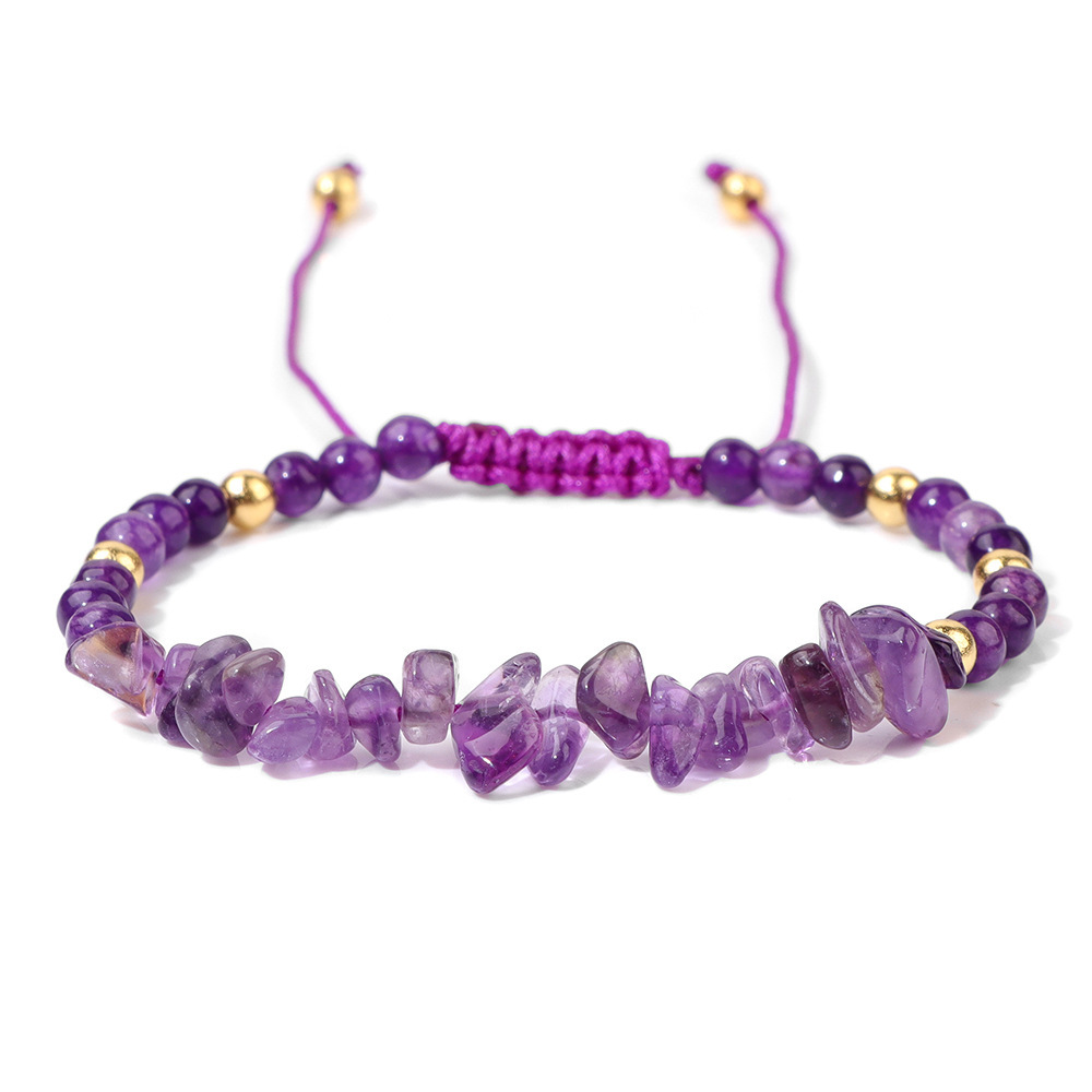 Piedra natural / Ágata / Cuentas de chips / Cuentas redondas / Cordón trenzado / Pulsera