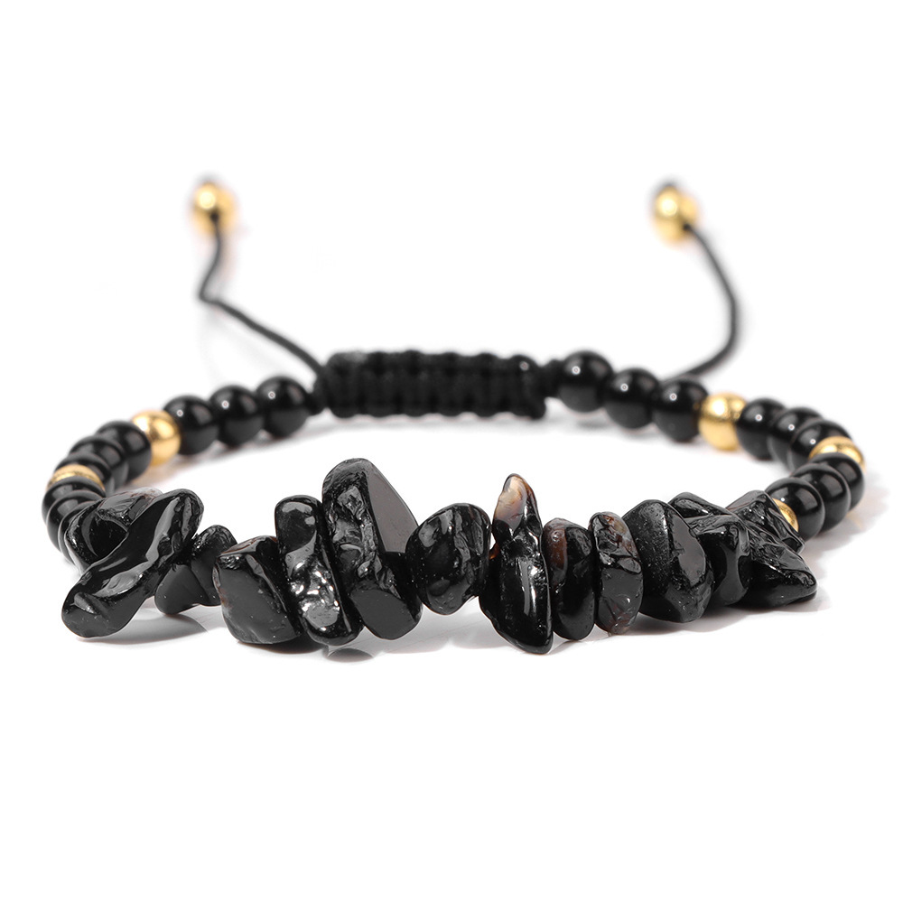 Piedra natural / Ágata / Cuentas de chips / Cuentas redondas / Cordón trenzado / Pulsera