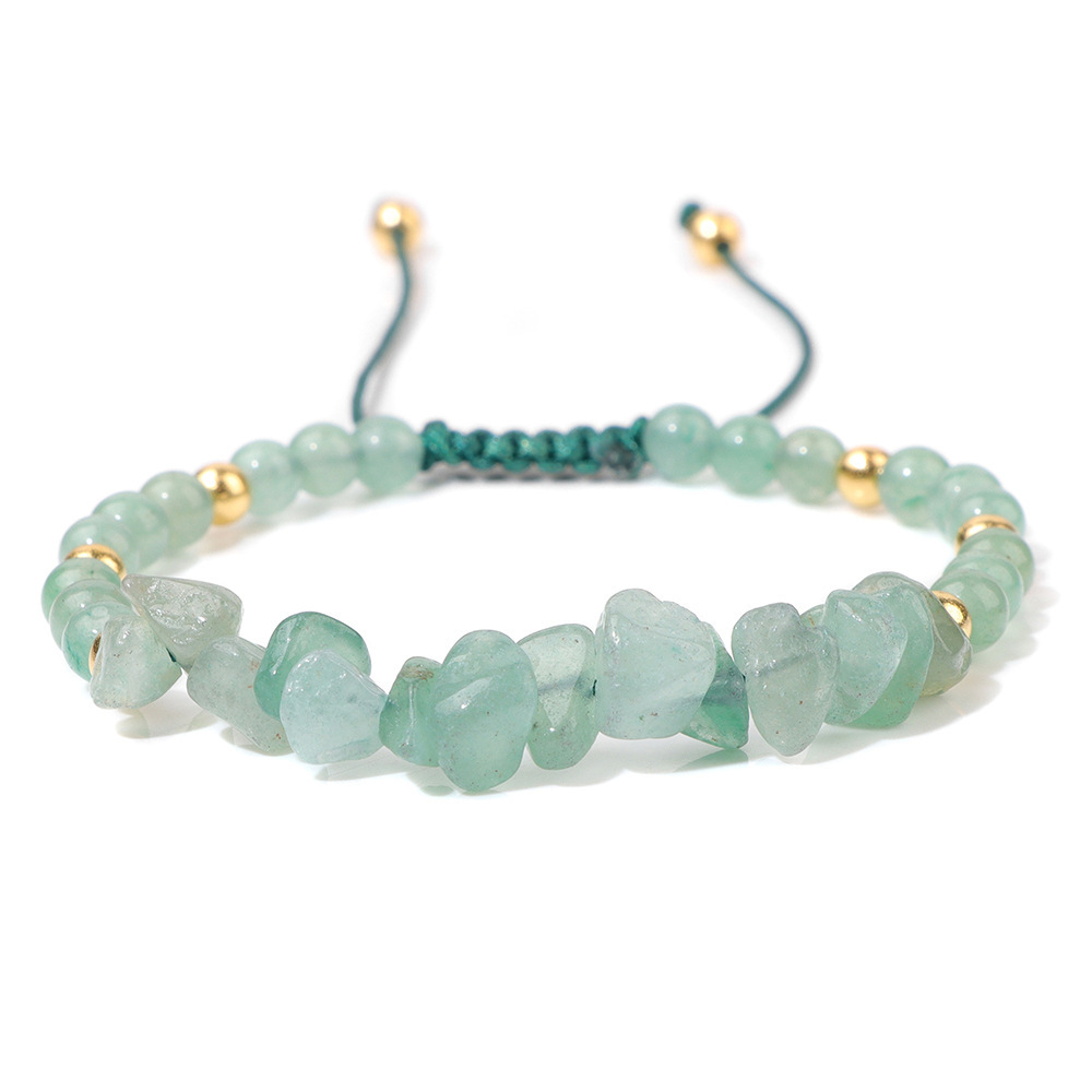 Piedra natural / Ágata / Cuentas de chips / Cuentas redondas / Cordón trenzado / Pulsera