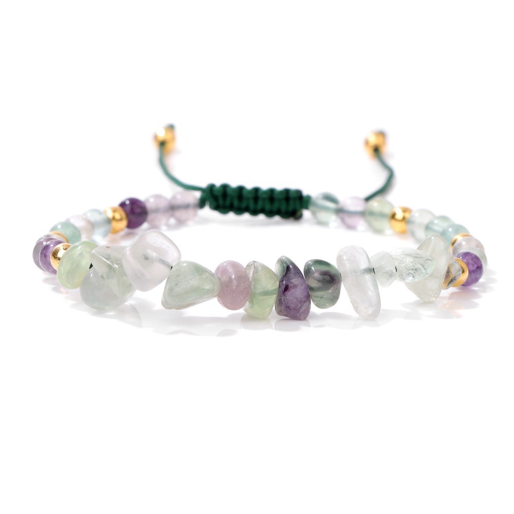 Piedra natural / Ágata / Cuentas de chips / Cuentas redondas / Cordón trenzado / Pulsera