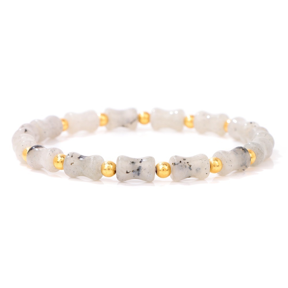 Piedra natural / Ágata / Estilo nudo de bambú / Pulsera
