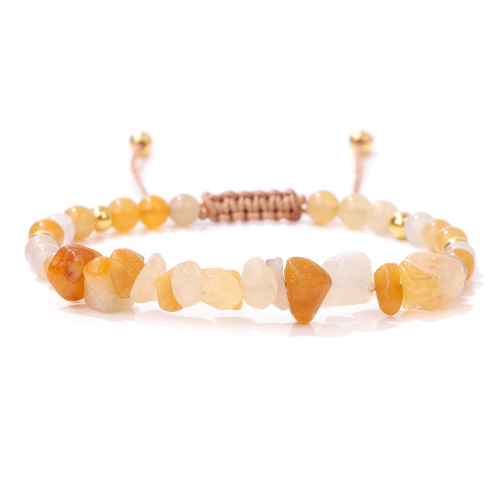 Piedra natural / Ágata / Cuentas de chips / Cuentas redondas / Cordón trenzado / Pulsera