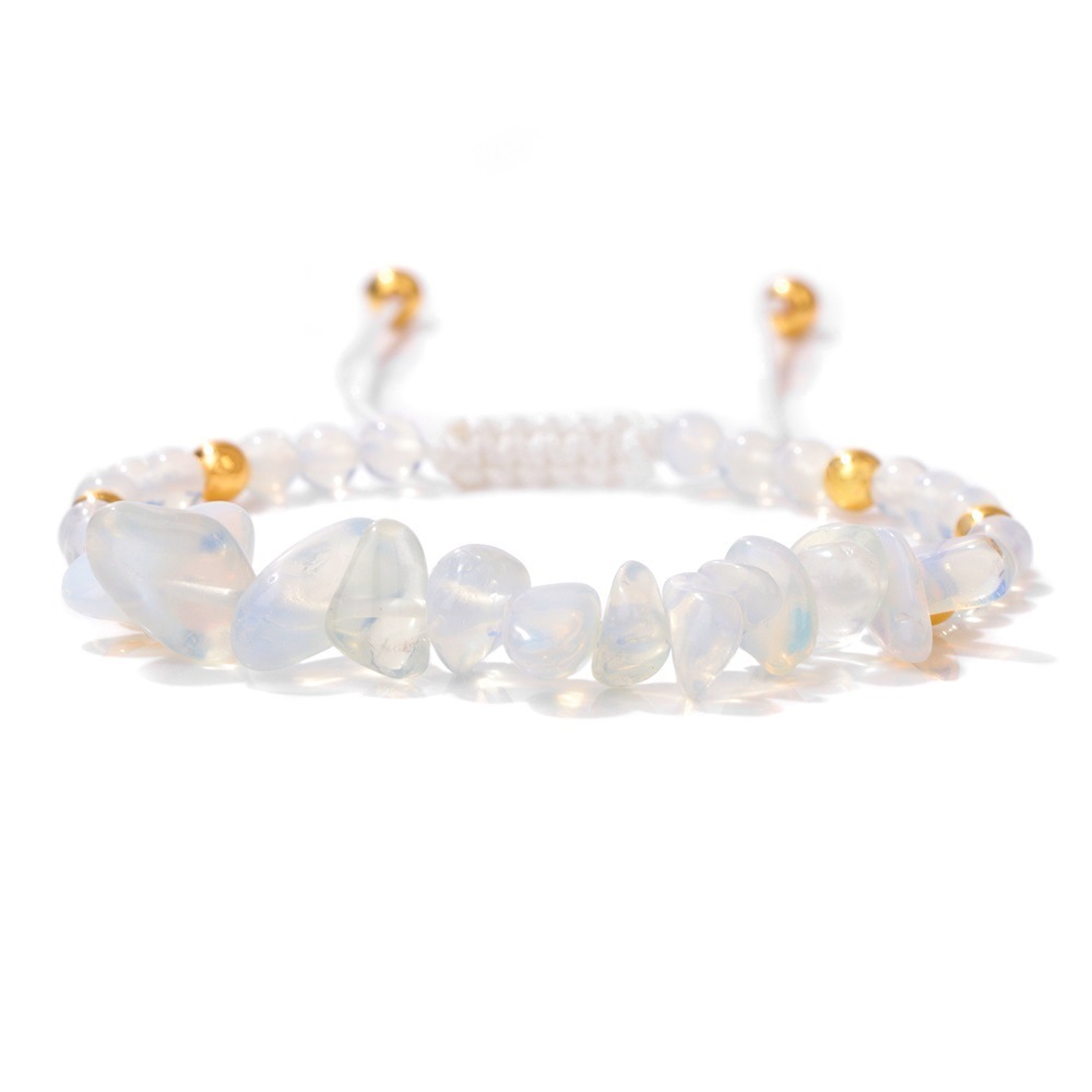 Piedra natural / Ágata / Cuentas de chips / Cuentas redondas / Cordón trenzado / Pulsera