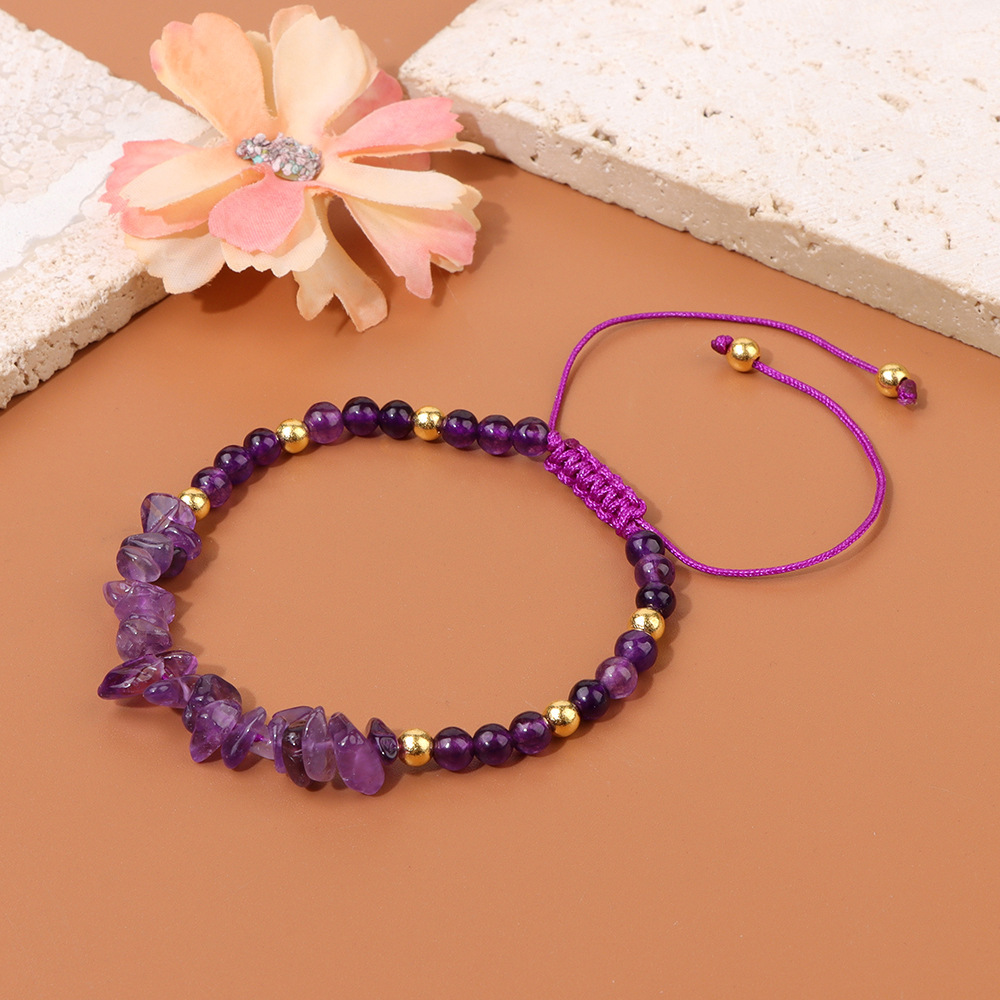 Piedra natural / Ágata / Cuentas de chips / Cuentas redondas / Cordón trenzado / Pulsera
