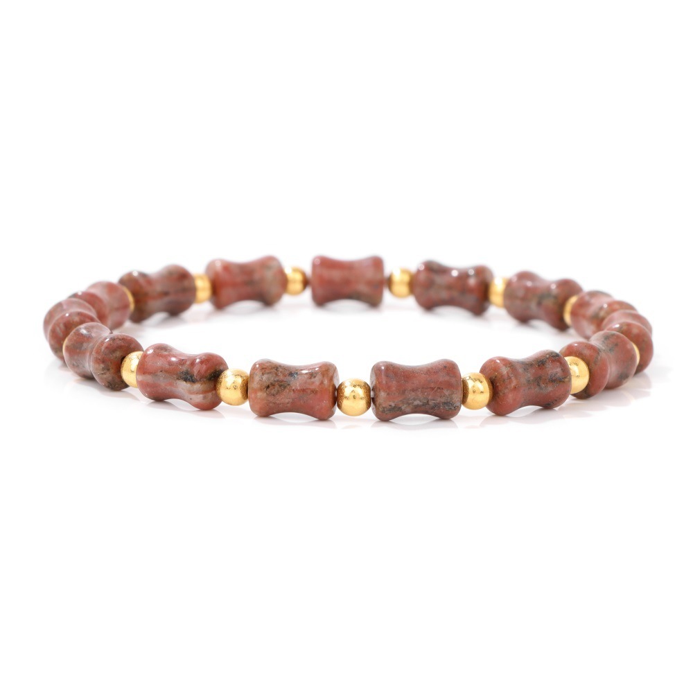 Piedra natural / Ágata / Estilo nudo de bambú / Pulsera