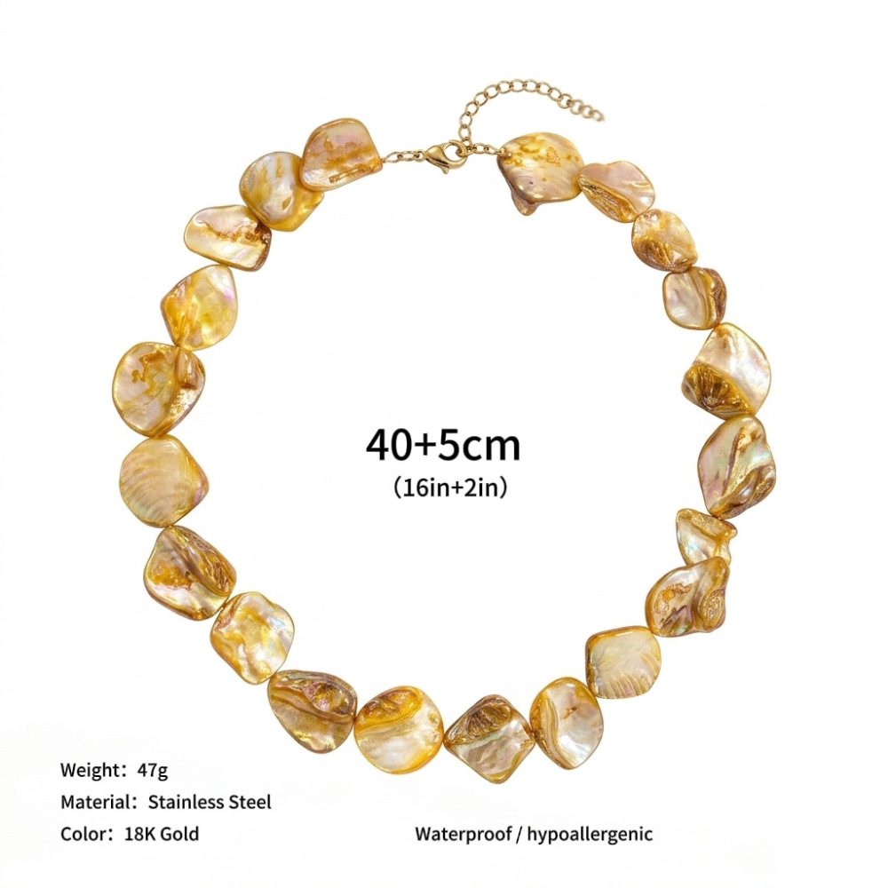 Conchas naturales / Fragmentos de concha / Piedra triturada / Ágata / Serie Océano / Collar