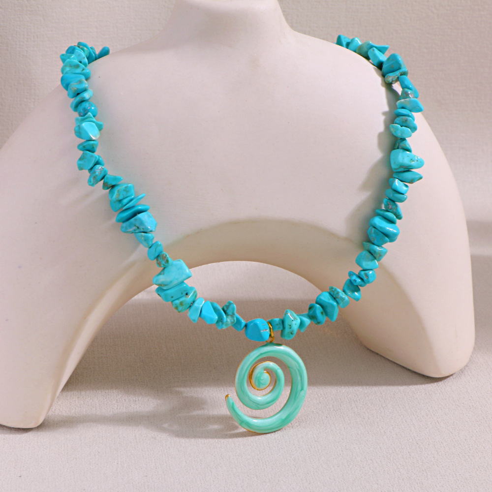 Piedra natural / Ágata / Piedra triturada / Serie Océano / Collar
