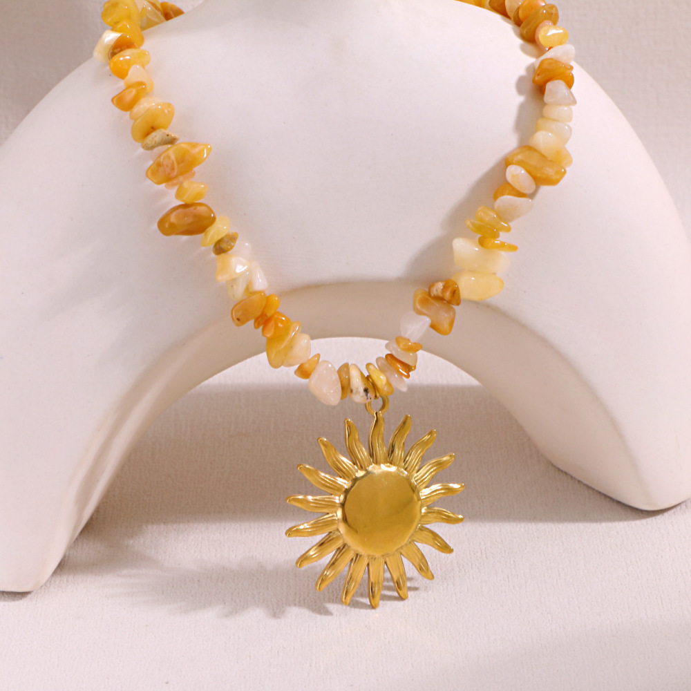 Piedra natural / Ágata / Piedra triturada / Serie Océano / Collar