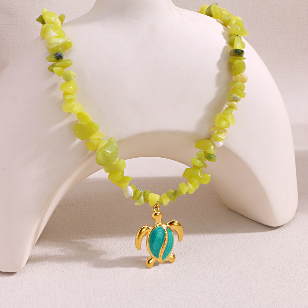 Piedra natural / Ágata / Piedra triturada / Serie Océano / Collar