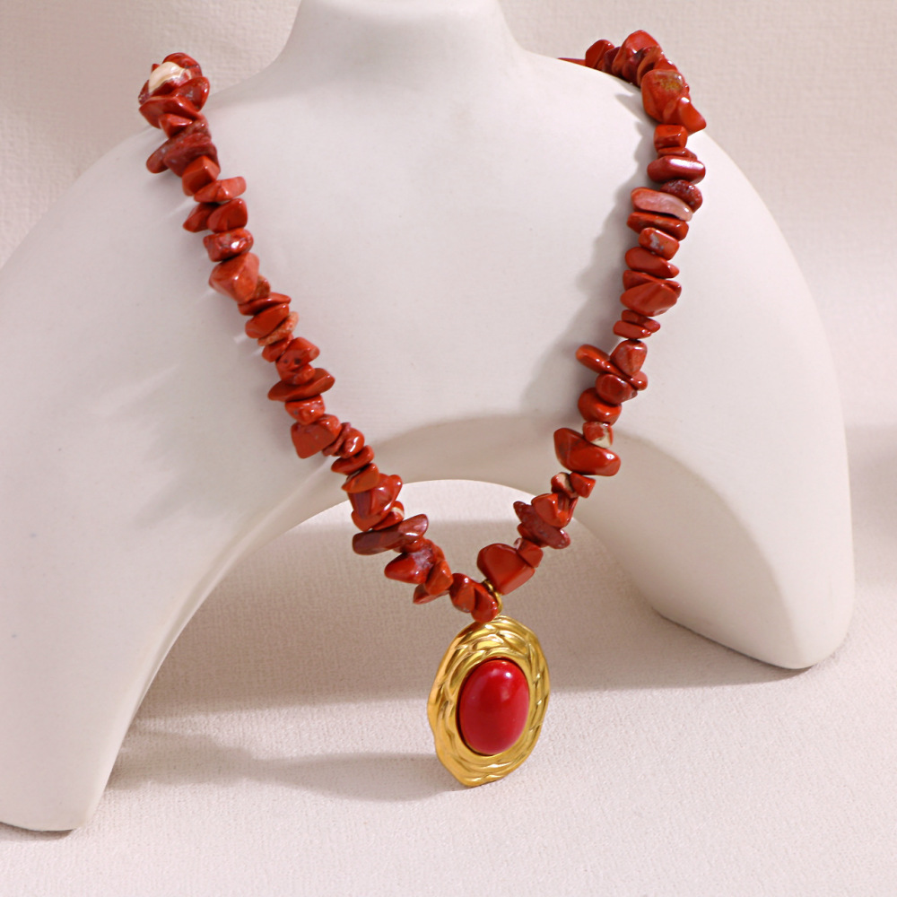 Piedra natural / Ágata / Piedra triturada / Serie Océano / Collar