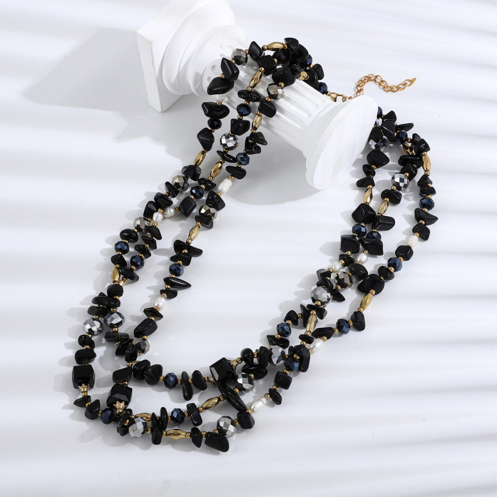 Concha natural / Irregular / Piedra triturada / Cadena para suéter multicapa / 50 cm / Collar