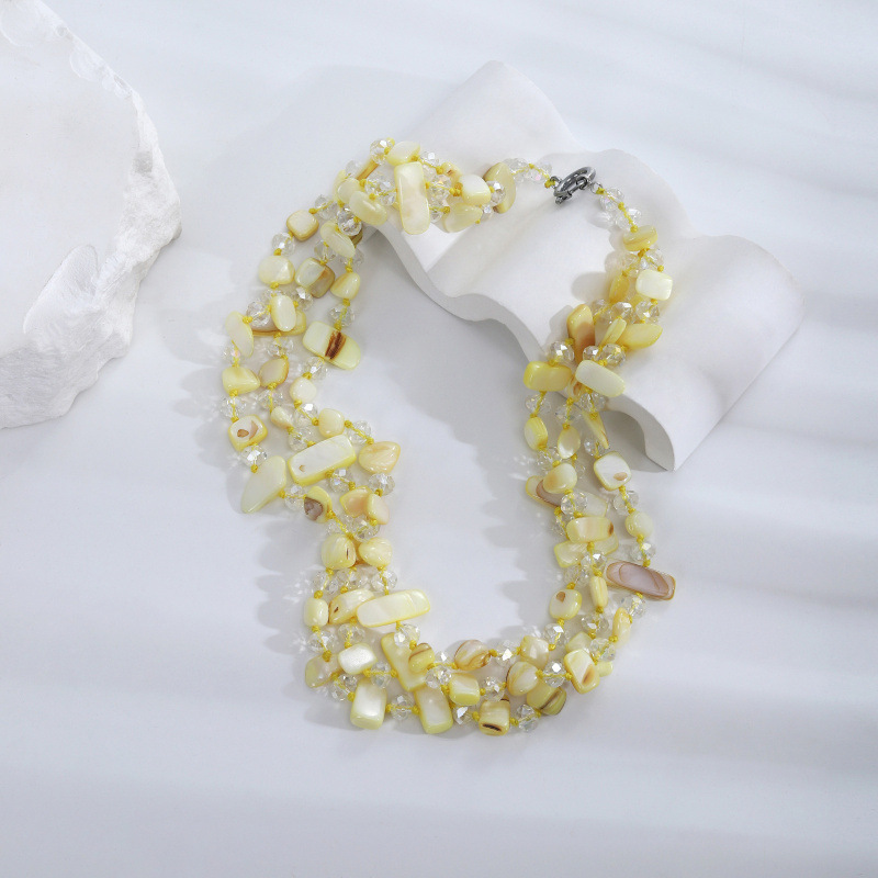 Concha natural / Irregular / Piedra triturada / Cadena para suéter multicapa / 50 cm / Collar