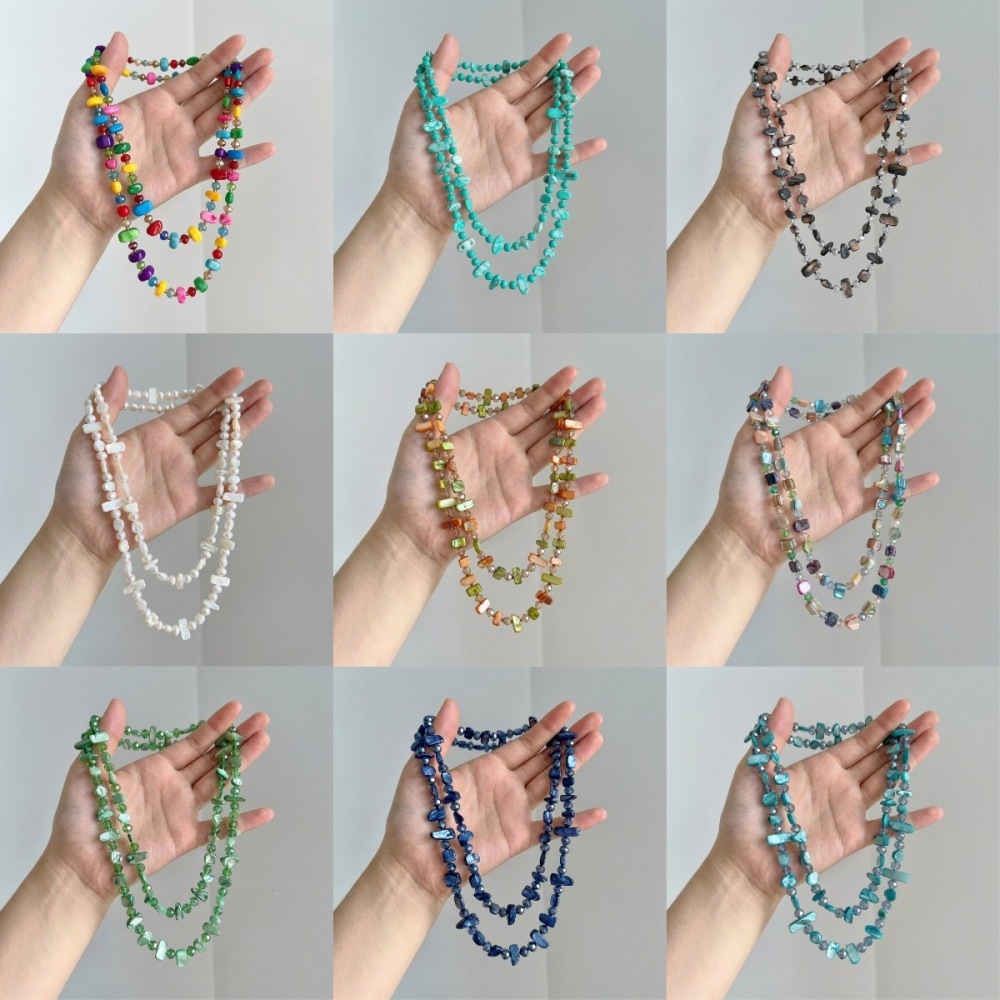 Conchas naturales / Irregulares / Fragmentos triturados / Conchas coloridas / 120 cm / Collar hecho a mano
