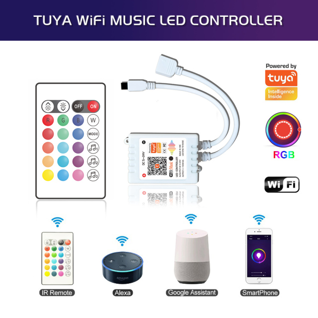 Tuya WiFi MUSIC IR 24 keys RGB RGBW LED Controller