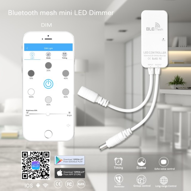 Bluetooth Mesh mini LED Controller -- DIM/CCT/RGB/RGBW/RGBCW  --"OPEN-LIT" APP