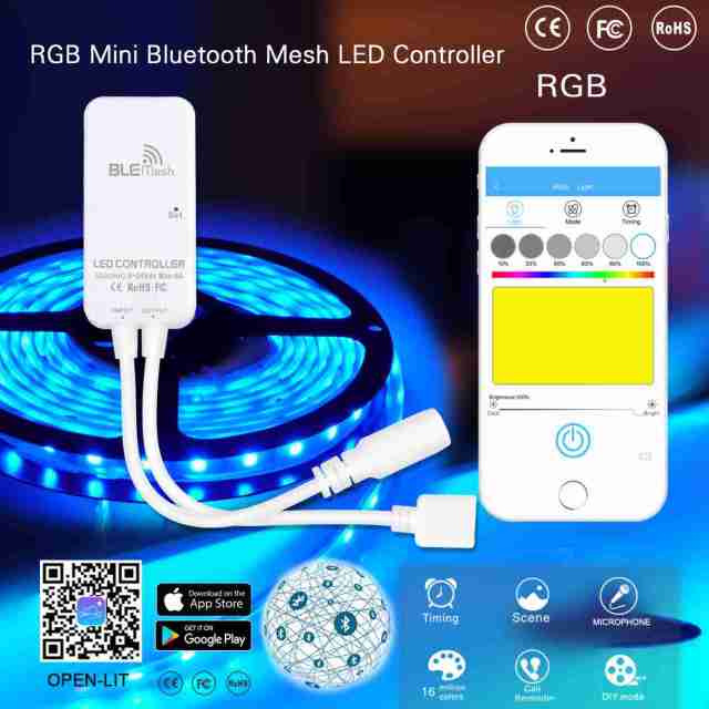 Bluetooth Mesh mini LED Controller -- DIM/CCT/RGB/RGBW/RGBCW  --"OPEN-LIT" APP