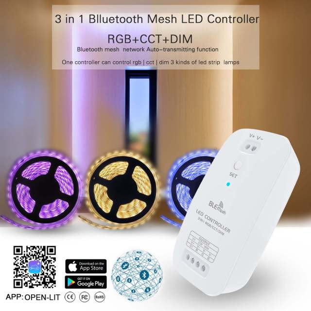 RGBW/RGB+CCT 2 IN 1 Bluetooth Mesh LED Controller --"OPEN-LIT" APP