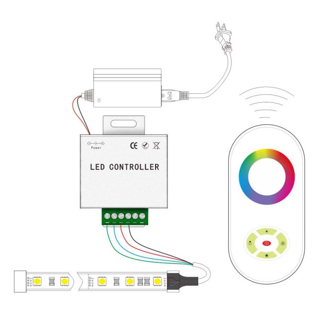 RF 5 keys touch rgb led controller - Aluminium shell  DC12~24V