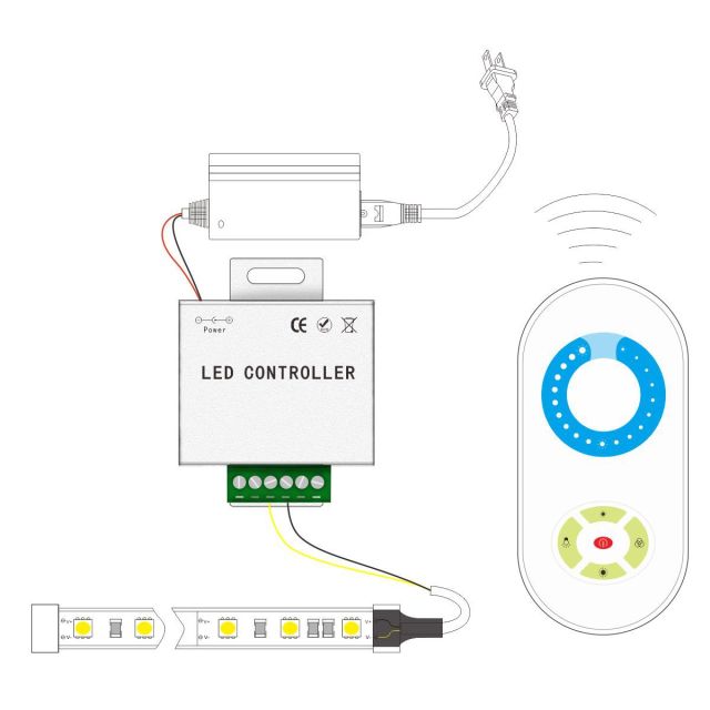 RF 5 keys Touch Led dimmer - Aluminiun shell  DC12~24V