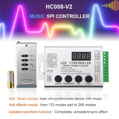 HC008-V2 Music SPI Pixel Controller --- DC5-24V rf 4Keys ws2812 ws2811 2801 Addressable Light Strips