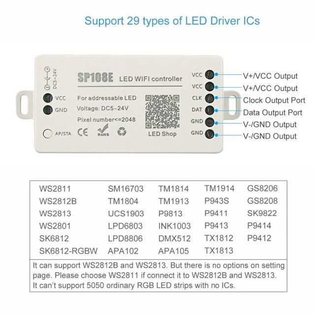 SP108E DC5-24V Wifi Music led Controller