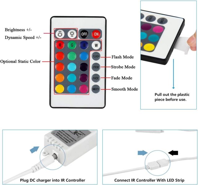 IR 24 Keys RGB Led Controller - DC12~24V