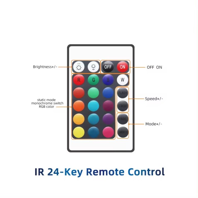 IR 24 keys rgb led controller - Aluminium shell  DC12~24V
