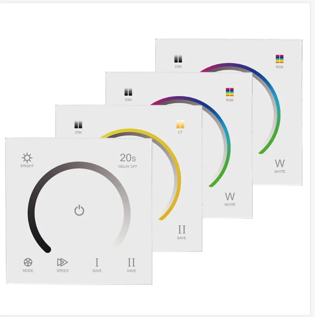 86mm Touch Panel RGB Controller -- DC12~24V  (DIM/CCT/RGB/RGBW/RGBCCT)