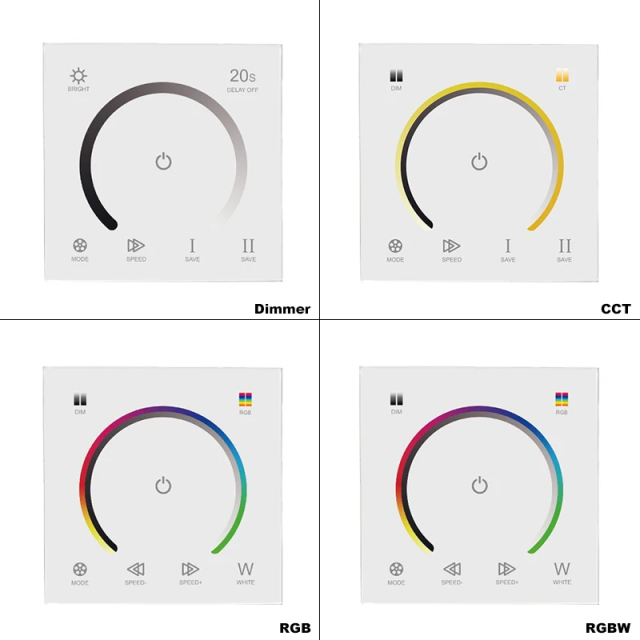 86mm Touch Panel RGB Controller -- DC12~24V  (DIM/CCT/RGB/RGBW/RGBCCT)