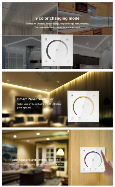 86mm Touch Panel RGB Controller -- DC12~24V  (DIM/CCT/RGB/RGBW/RGBCCT)