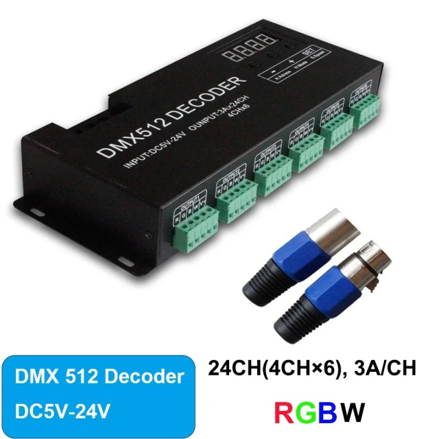 24CH DMX512 decoder controller --3 Channel RGB / 4 channel RGBW