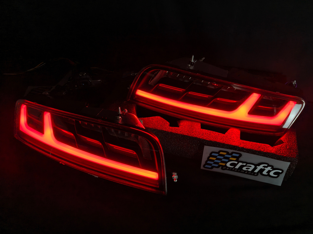CraftC Performance X Vanta Design Audi R8 2007-2016 Sequential Taillights(Smoked Lens + Red LED Bars)