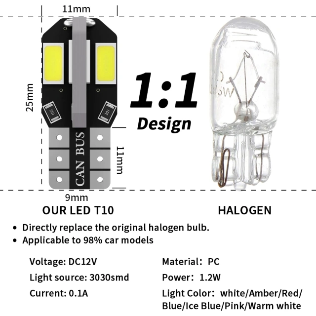 OPRAH  Factory  Best T10-5630-8CAN Color LED Festoon License Door Trunk Light  Car  Motorcycle Automobile