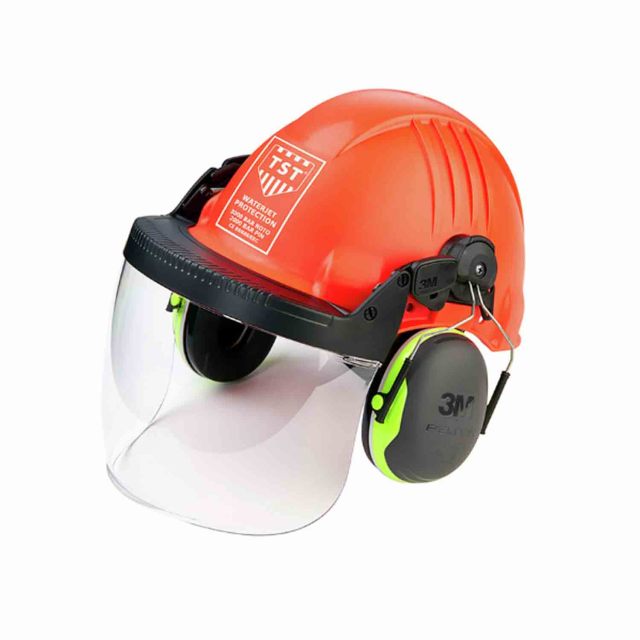 Topi keledar dengan Visor dan Pelindung Pendengaran untuk Perlindungan Kepala Operator Hydroblast