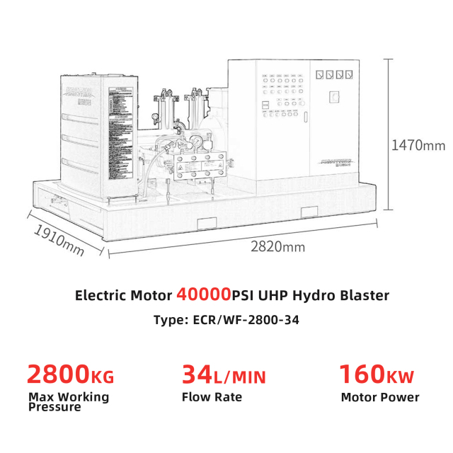550 Series 750HP 565KW 200LPM 20K PSI Electric Hydroblasting Cleaning Machine