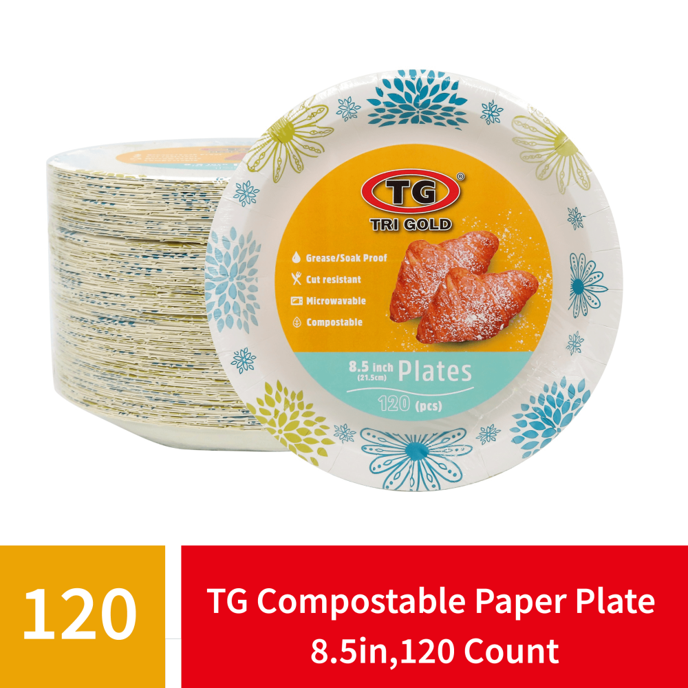 TG® Compostable Paper Deep Plate 8.5inch 120count