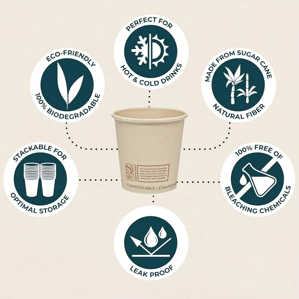 TG-COMPOSTABLE  PAPER CUPS 6.5OZ 160CT